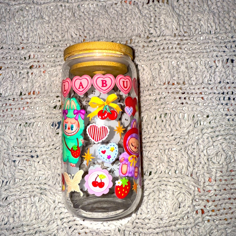 16pz glass labubu cup